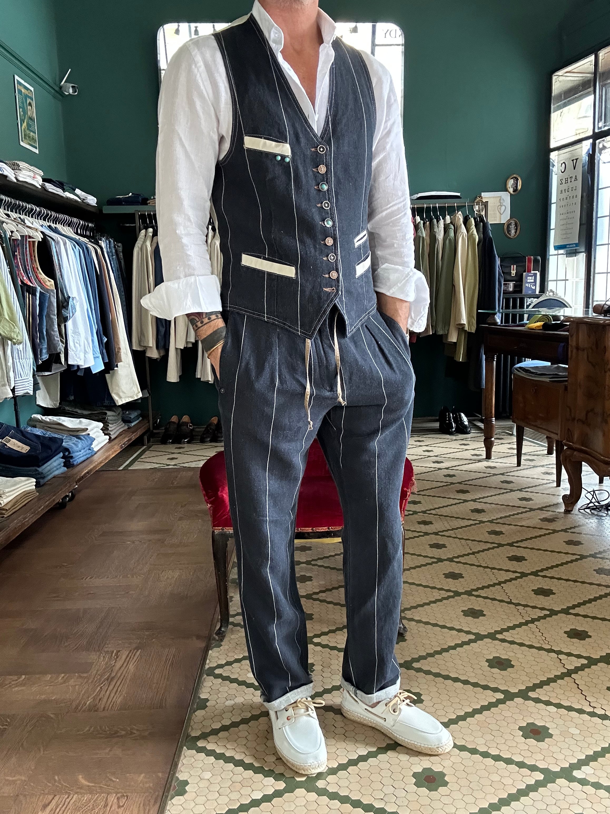 Pantalaccio garry’s earth a righe lino cotone Made in Italy