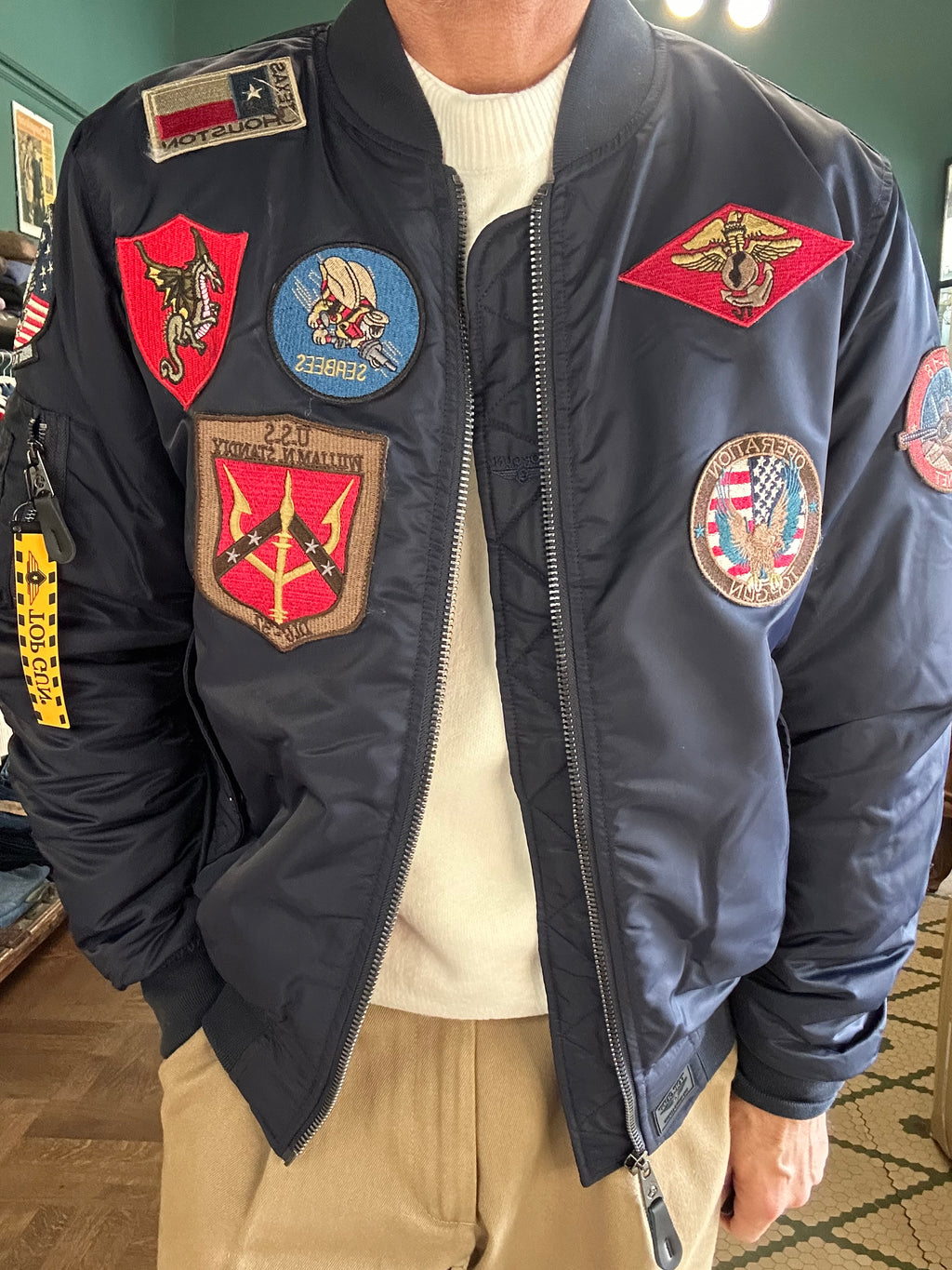 TOP GUN® MA-1 NYLON BOMBER JACKET WITH PATCHES