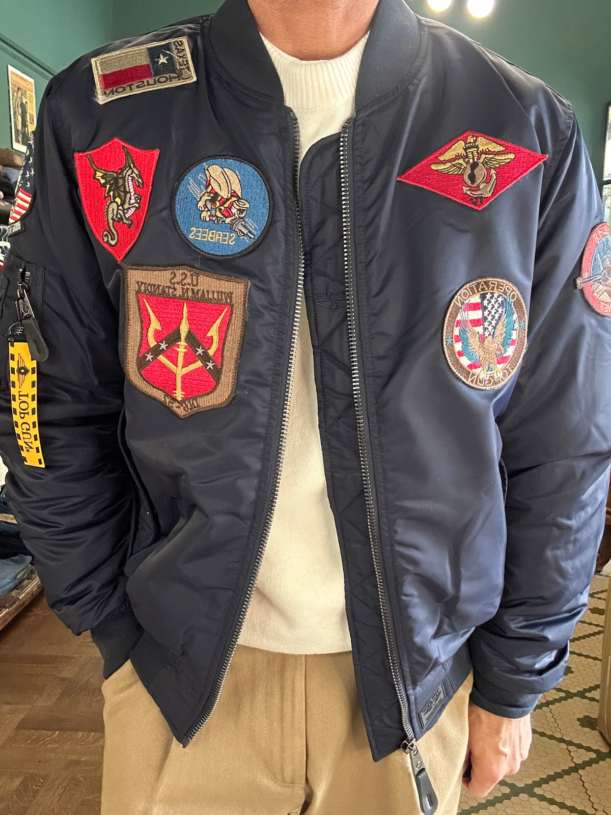 TOP GUN® MA-1 NYLON BOMBER JACKET WITH PATCHES