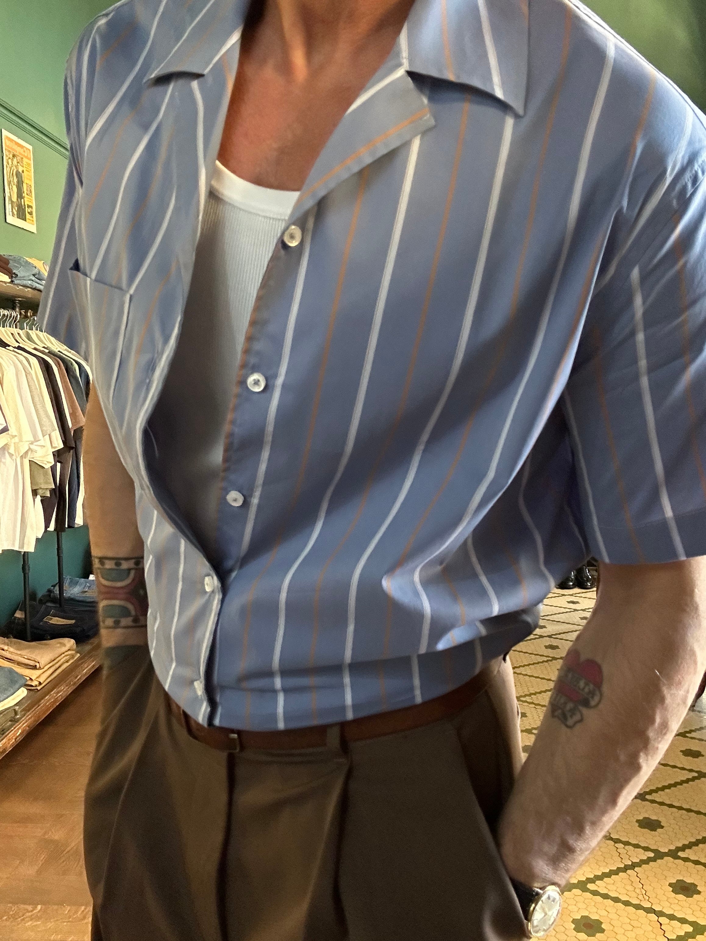 Camicia collo Hawaii over 100% cotone made in italy