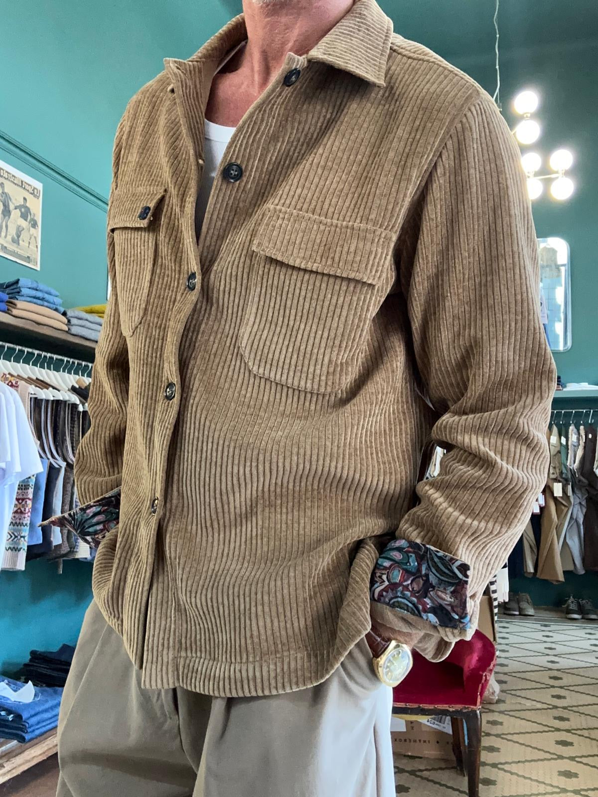 camicia casacca in velluto a coste