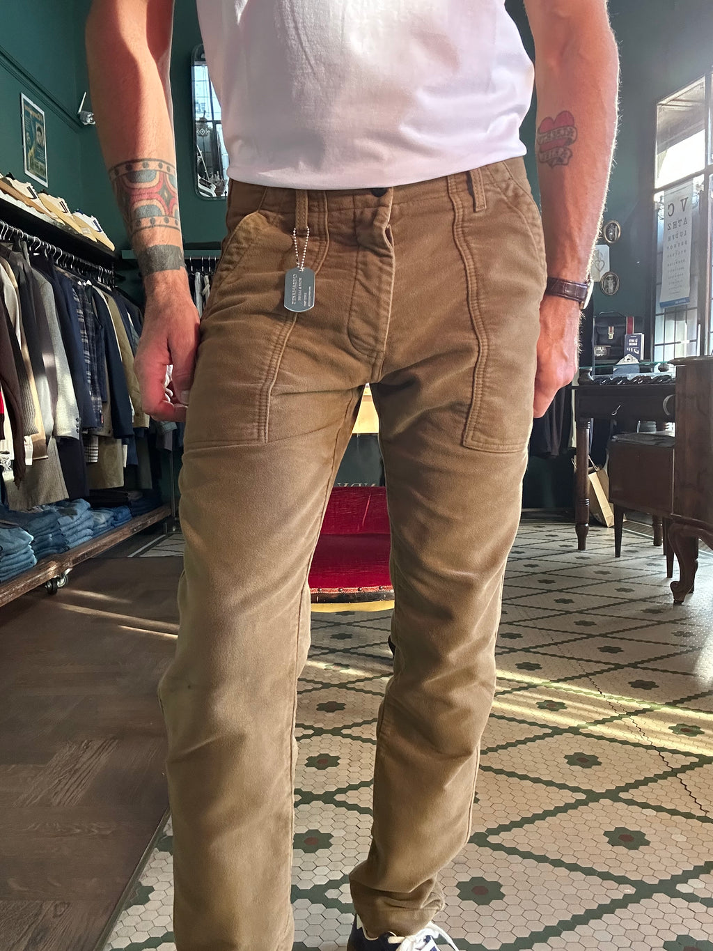 Pantalone fatigue moleskine degrasse