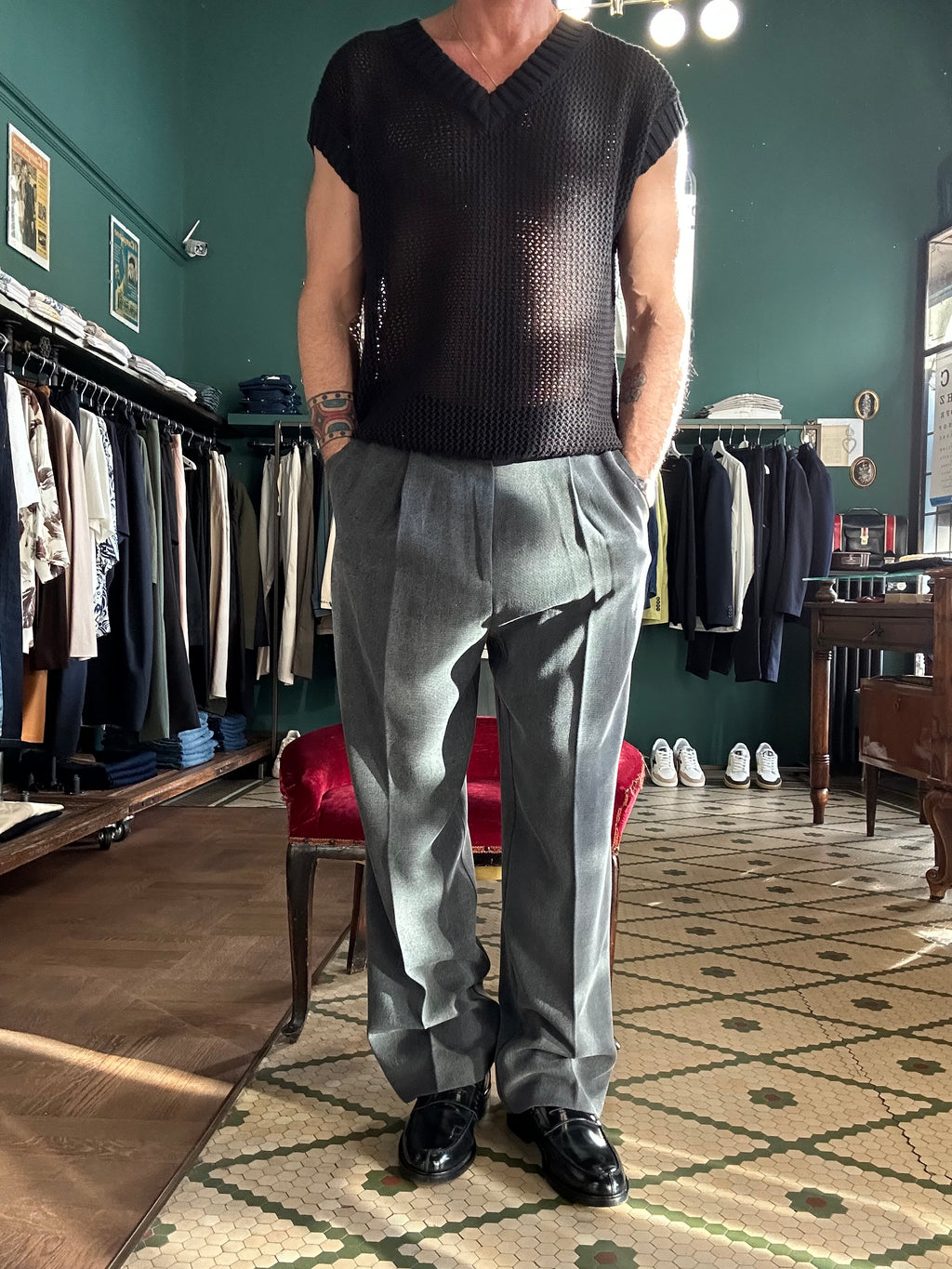 Pantalone con pence lavagna