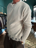 Maglione con rotture misto lana