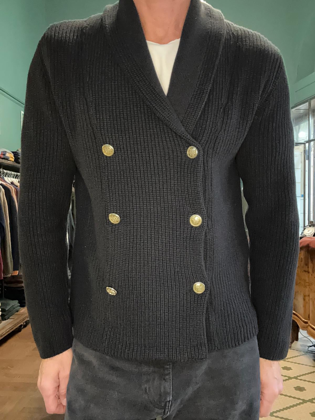 Maglia doppiopetto a coste inglese nera