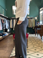 Linen blend oversized trousers with pleats