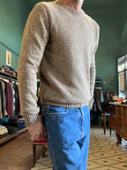 Maglione girocollo bottonato in misto lana