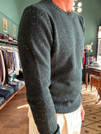 Maglione bottonato girocollo misto lana