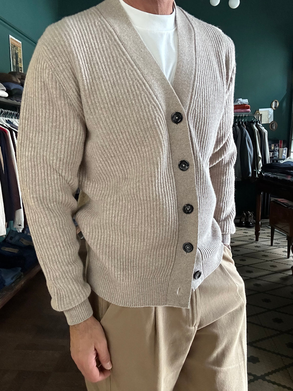 Cardigan costa inglese 80% lana