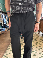 Pantalaccio regular fit cotone lino nero
