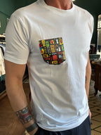 Cotton T-shirt with patterned pocket