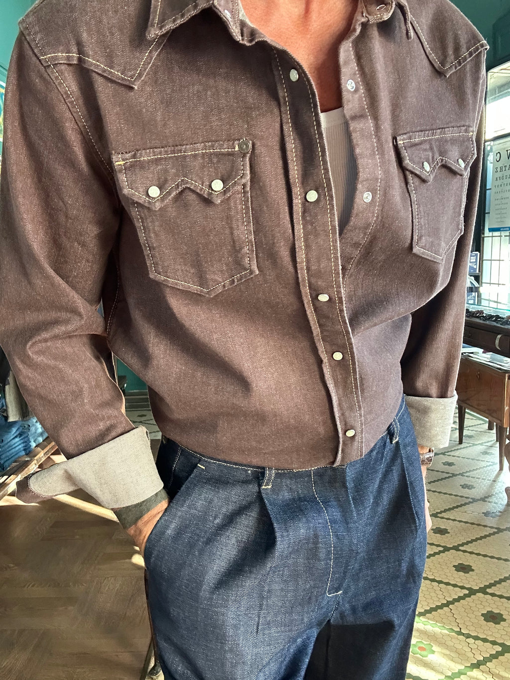 Camicia texana in denim