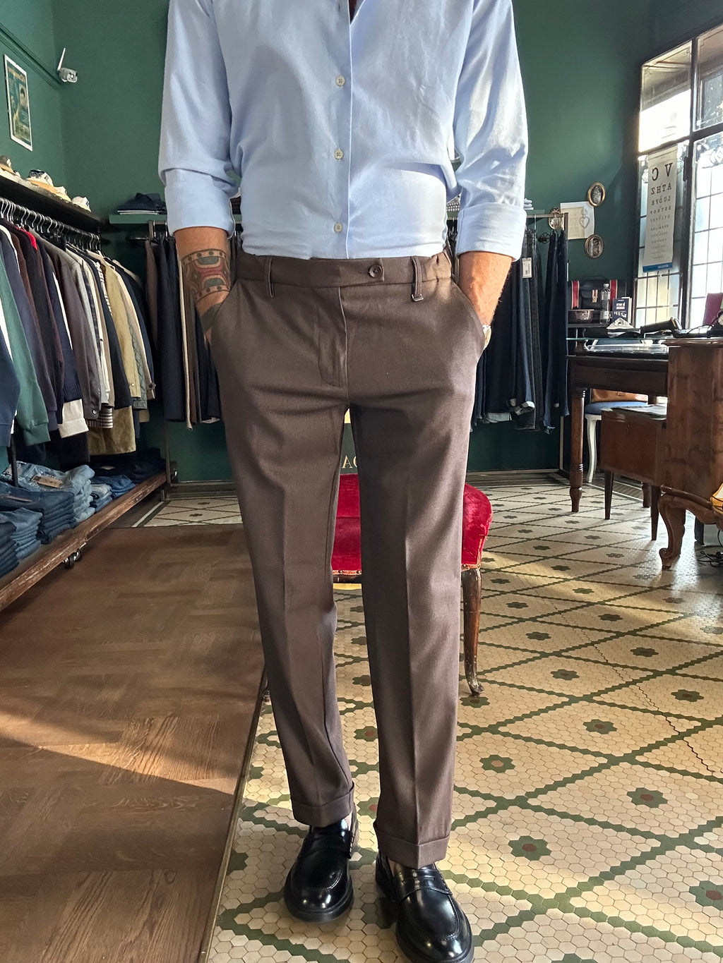 Pantalone Bridges slim fit con elastico in vita
