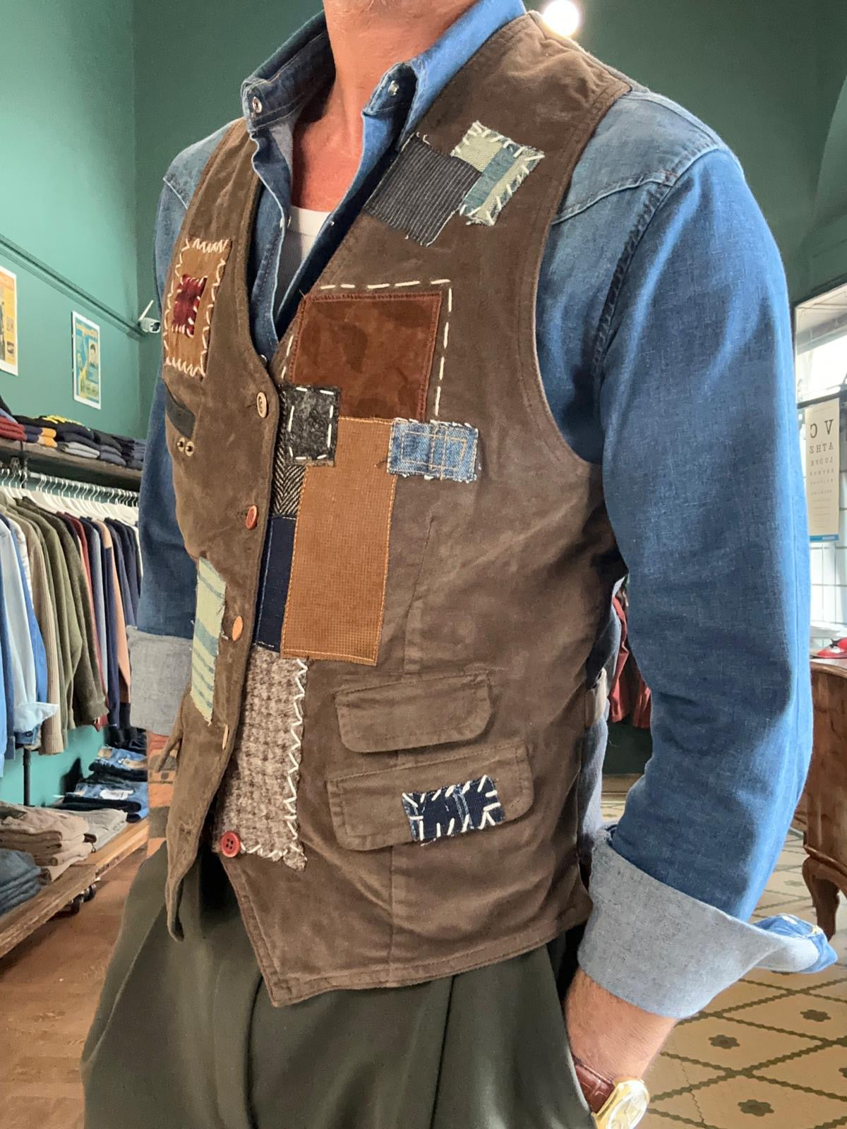 Gilet garry’s earth in fustagno con patch