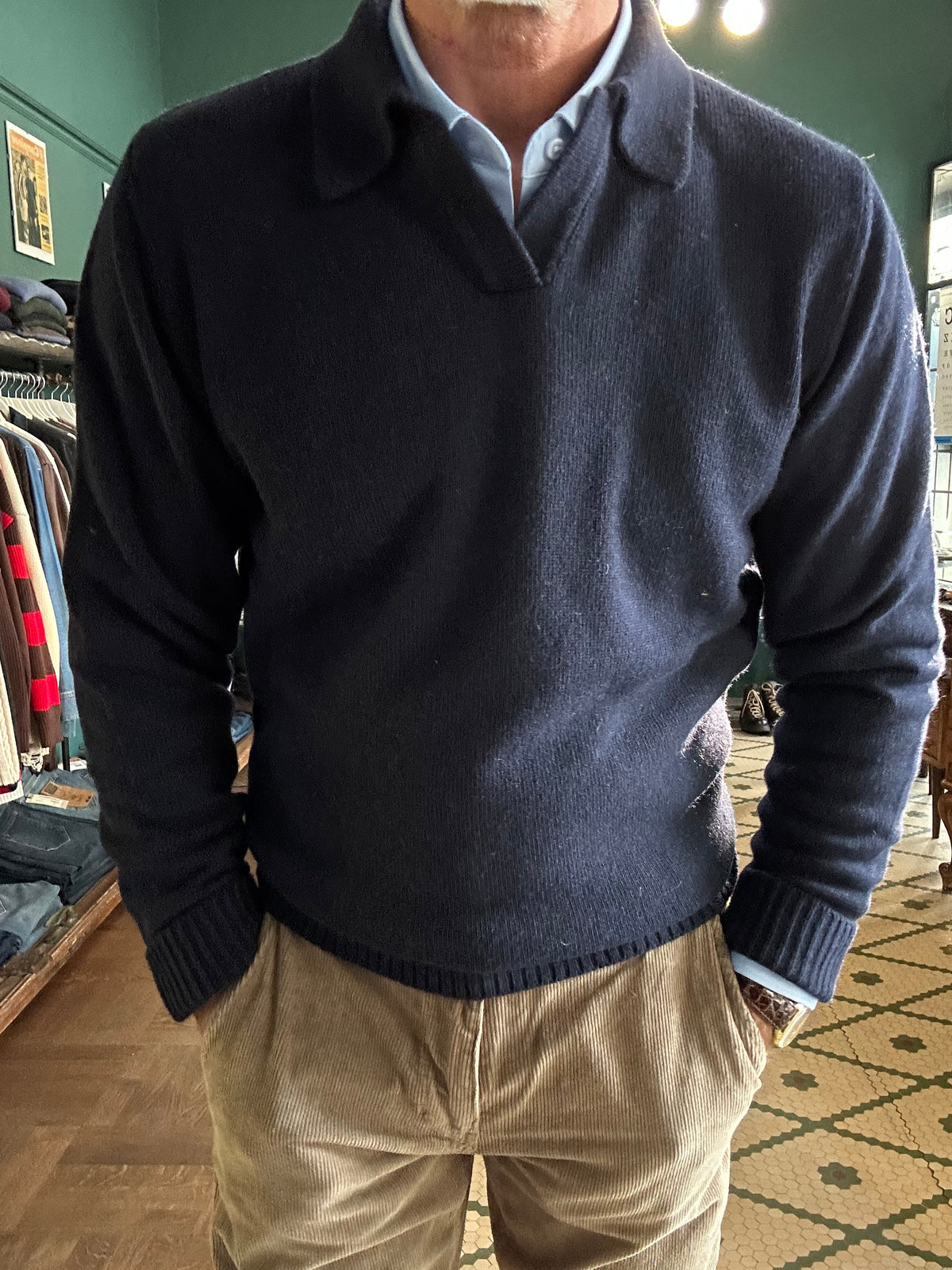 Maglione polo misto lana e cashmere