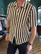 Polo camicia traforata lavorazione a uncinetto Made in Italy