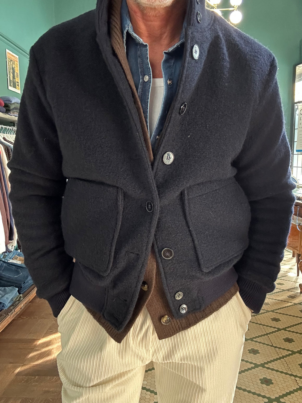 Giubbotto in lana cotta Made in Italy