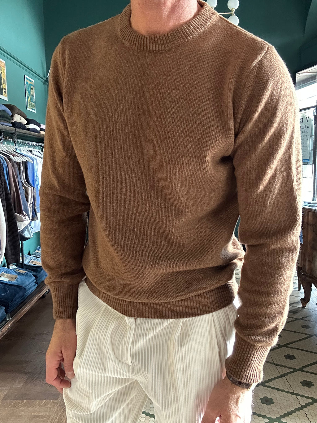 Maglione misto lana e cashmere con toppe