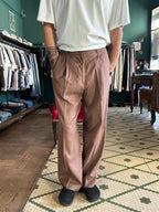 Pantalone loose fit con pence in misto Lino