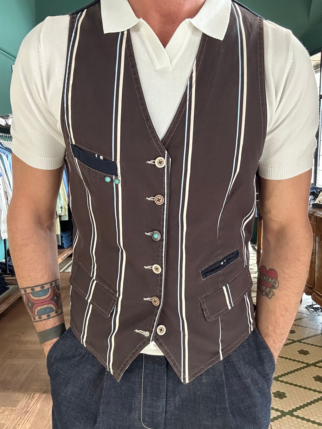 Garry's Earth striped vest