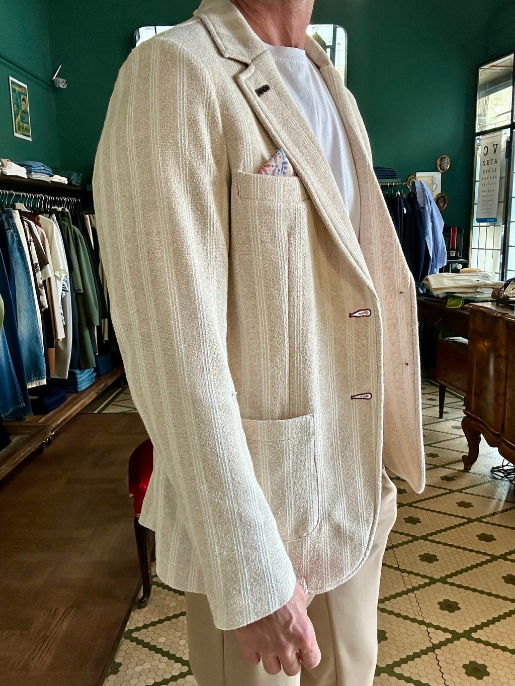 Koon beige striped bouclé jacket
