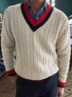 Maglione scollo V College misto lana