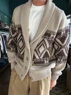 Cardigan sciallato con disegno