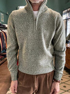 Melange-Strickjacke mit halbem Reißverschluss