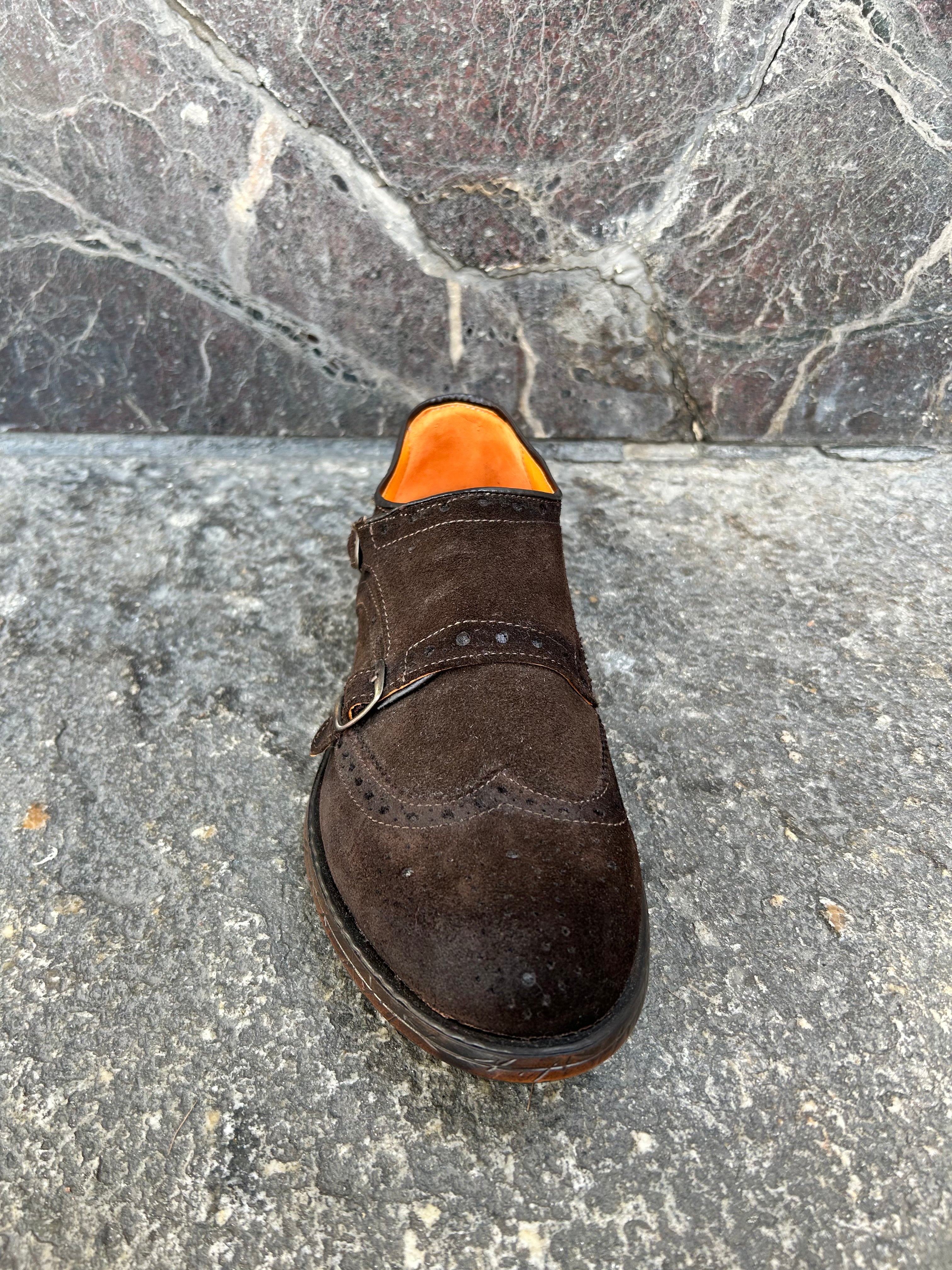 Scarpe Double monk in pelle scamosciata