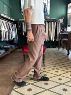 Pantalone con pence regular fit misto lino