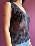 Canottiera crochet nero