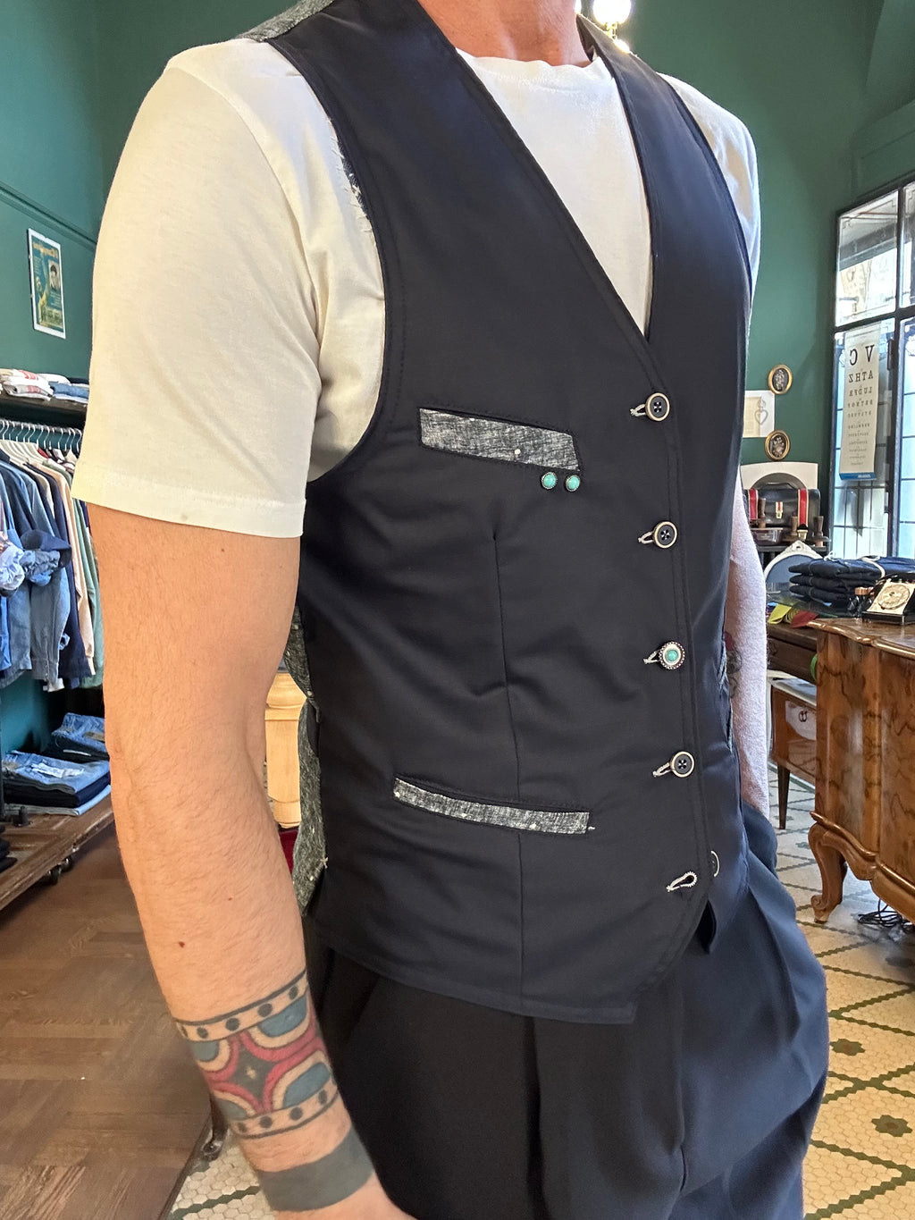 Garry's Earth blue cool wool vest