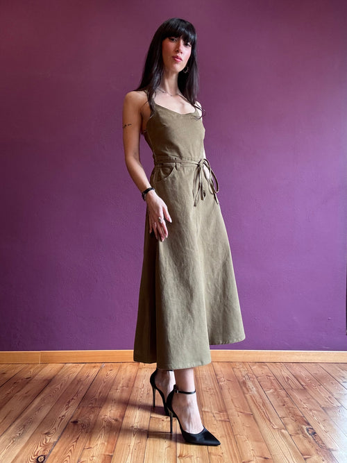 Khaki Dungaree Dress