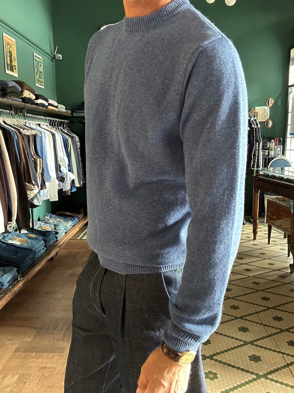 Maglione girocollo misto lana e cashmere