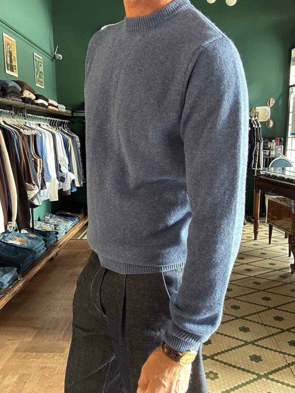 Maglione girocollo misto lana e cashmere