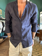 Camicia 100% lino collo coreano