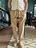 Pantalaccio koon in misto lino beige Made in Italy