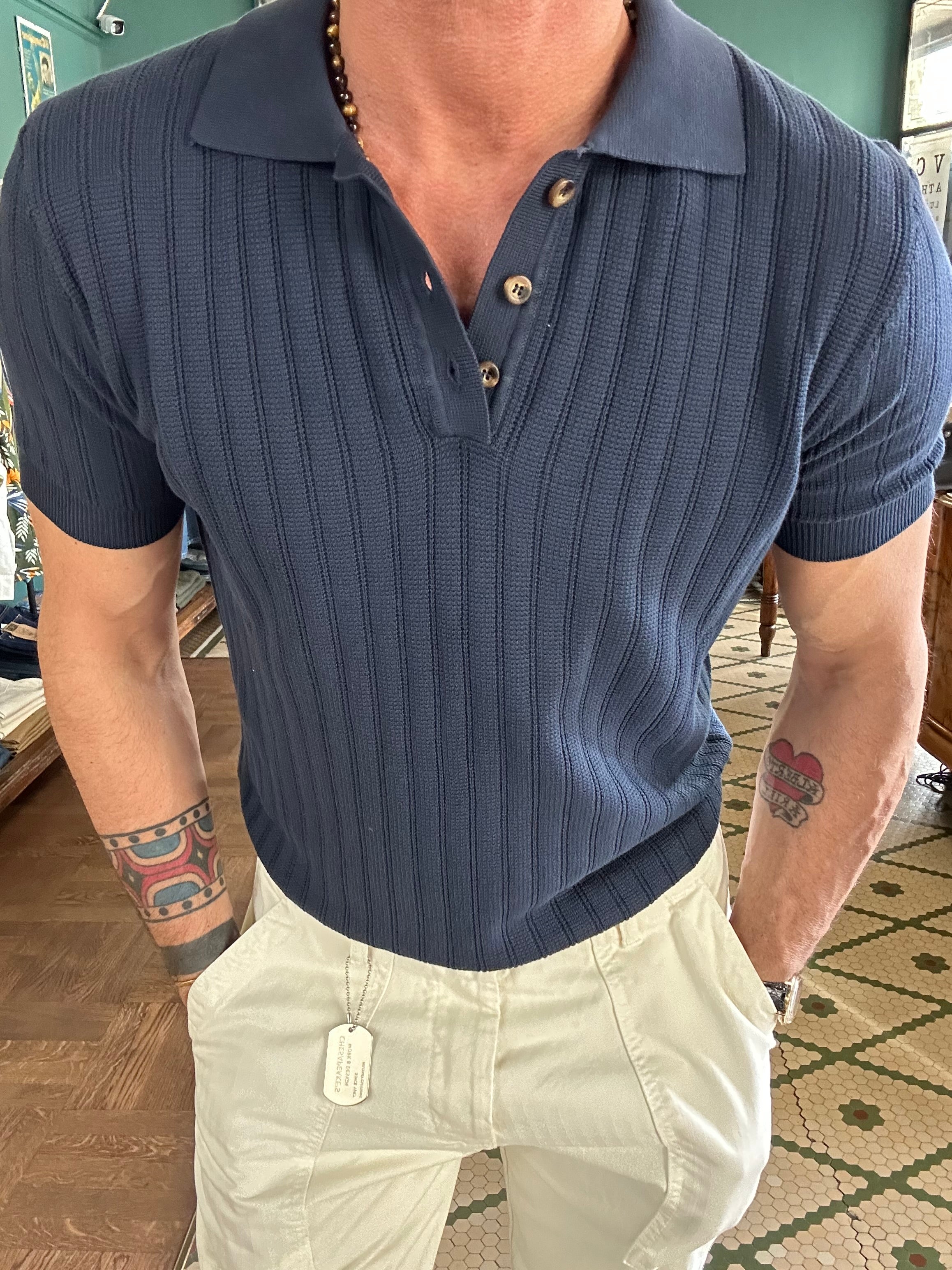 Polo maglina 100% cotone lavorazione a righe