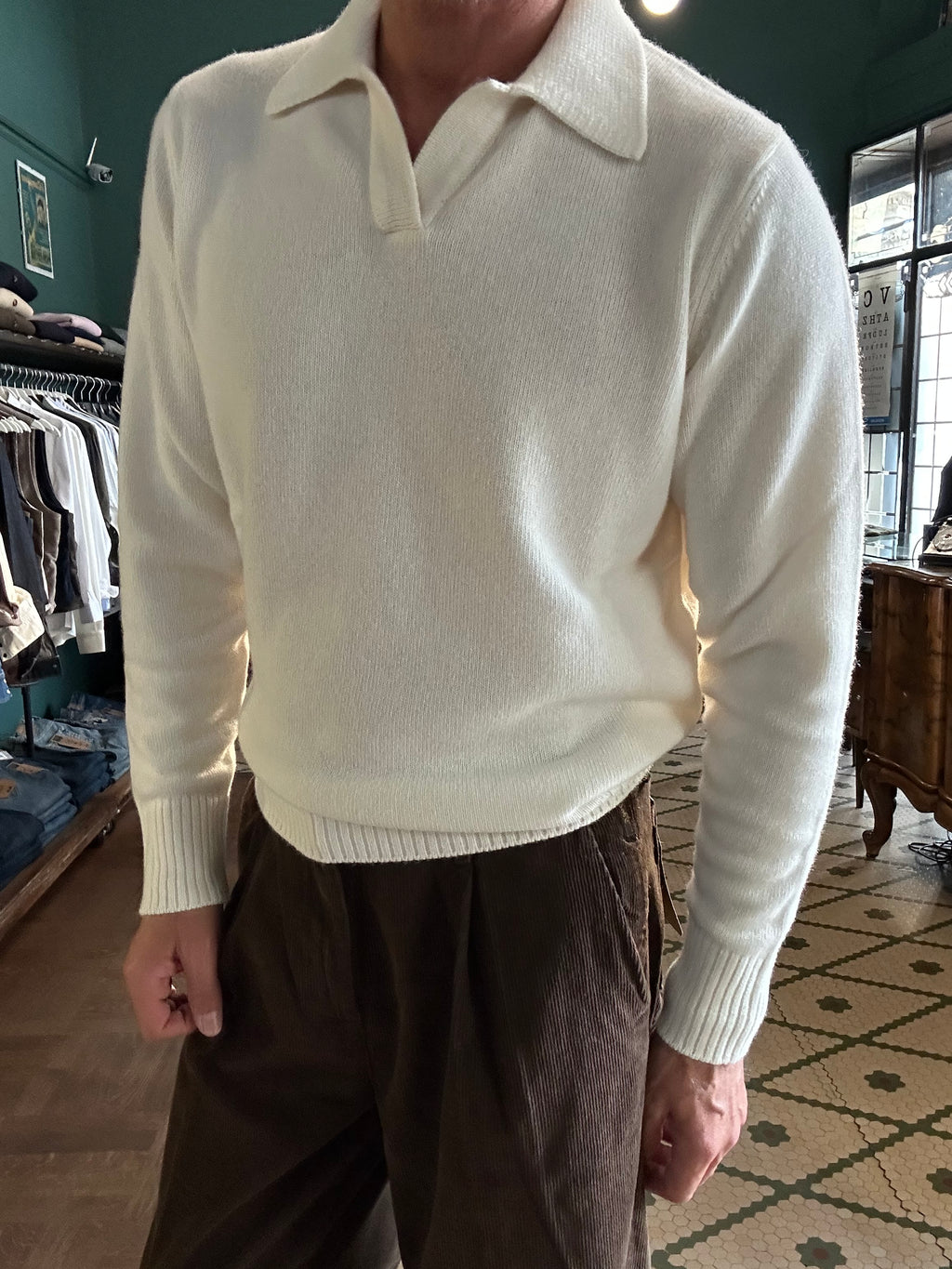 Maglione polo misto lana e cashmere