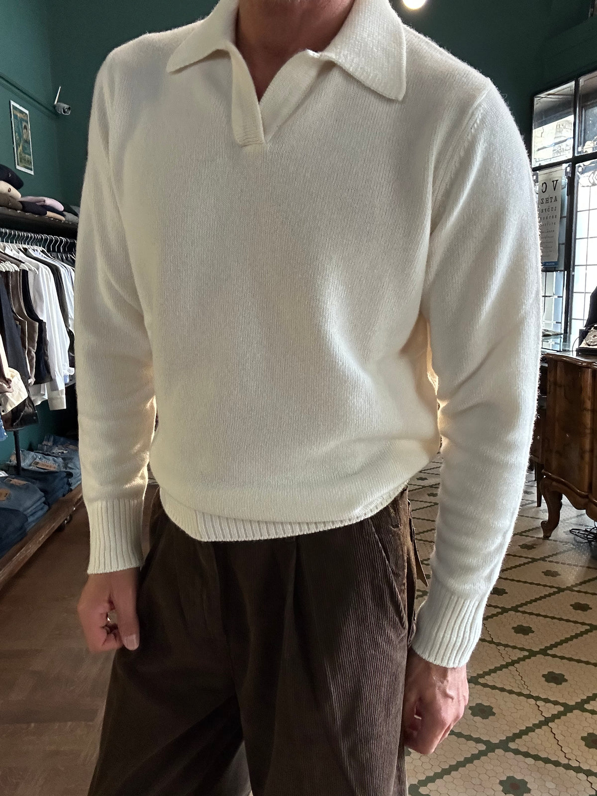 Maglione polo misto lana e cashmere