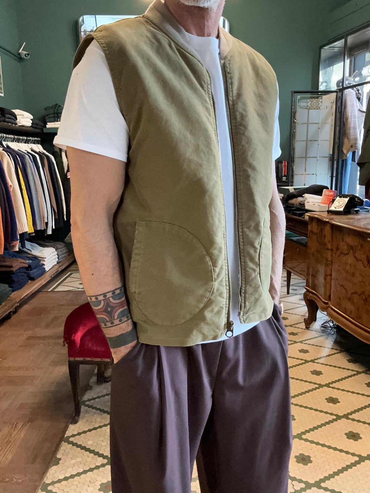 Gilet chesapeake’s verde cachi con interno in sherpa