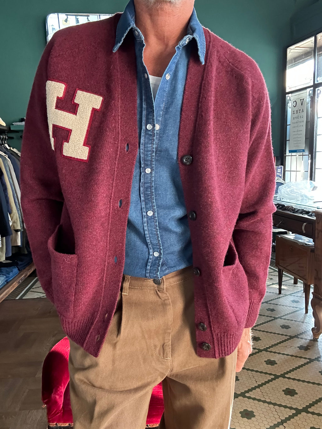 Ivy varsity cardigan in lana Chesapeack’s