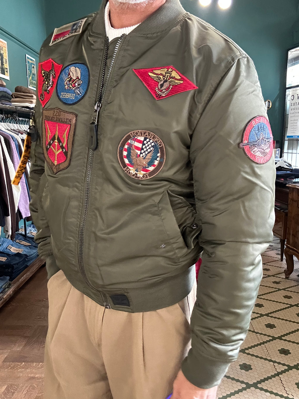 TOP GUN® MA-1 NYLON BOMBER JACKET WITH PATCHES
