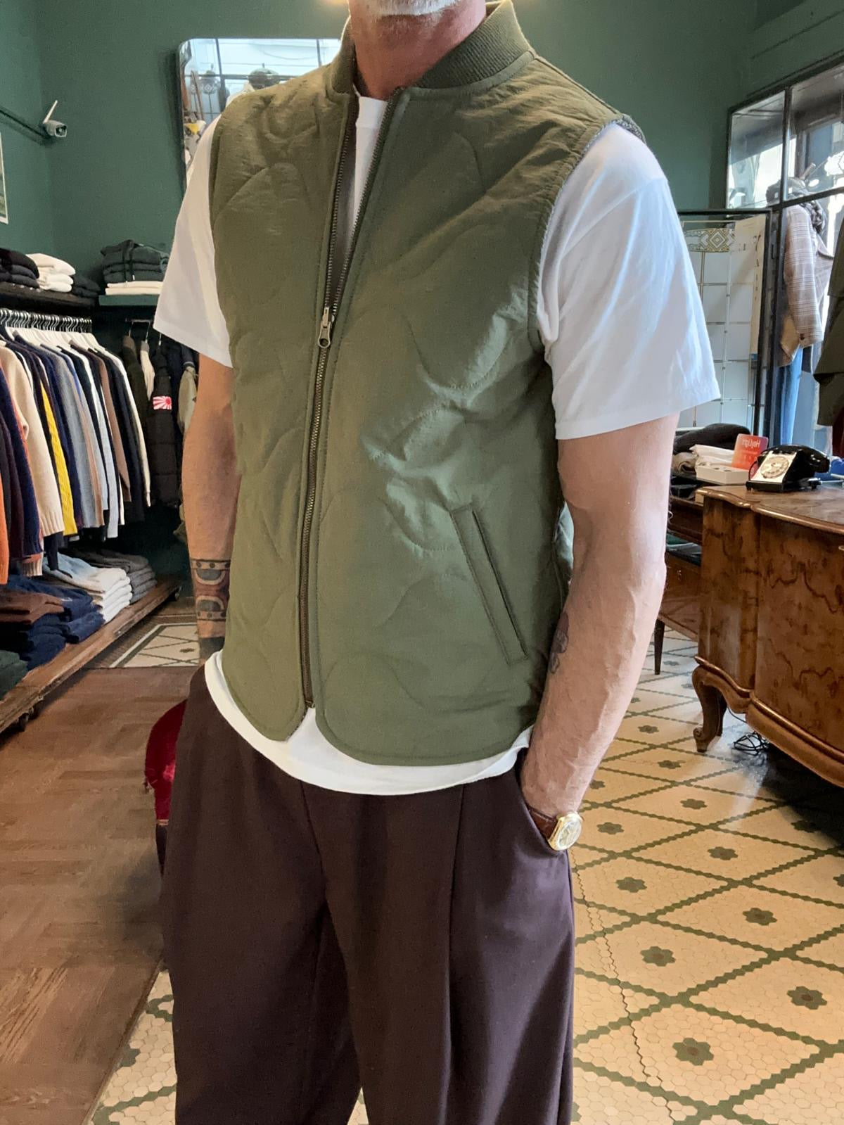 Gilet chesapeake’s double-face militare e in lana spigata