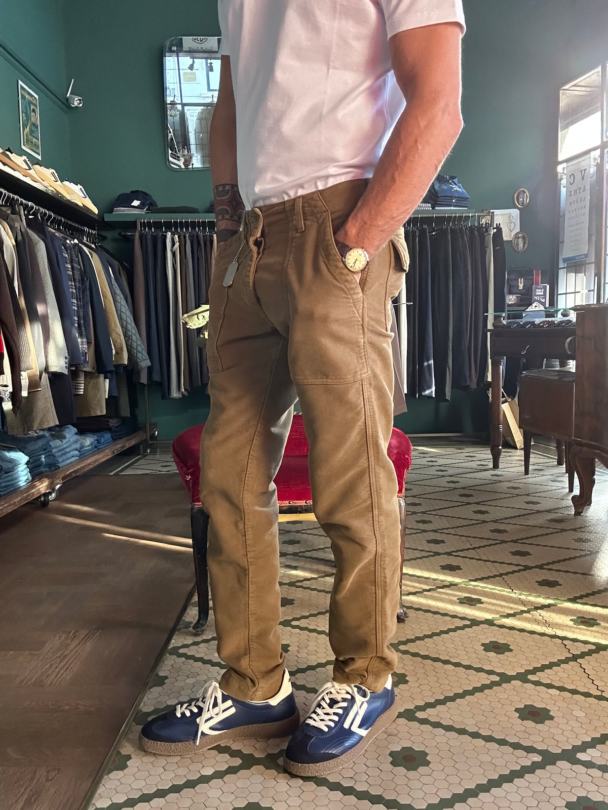 Pantalone fatigue moleskine degrasse