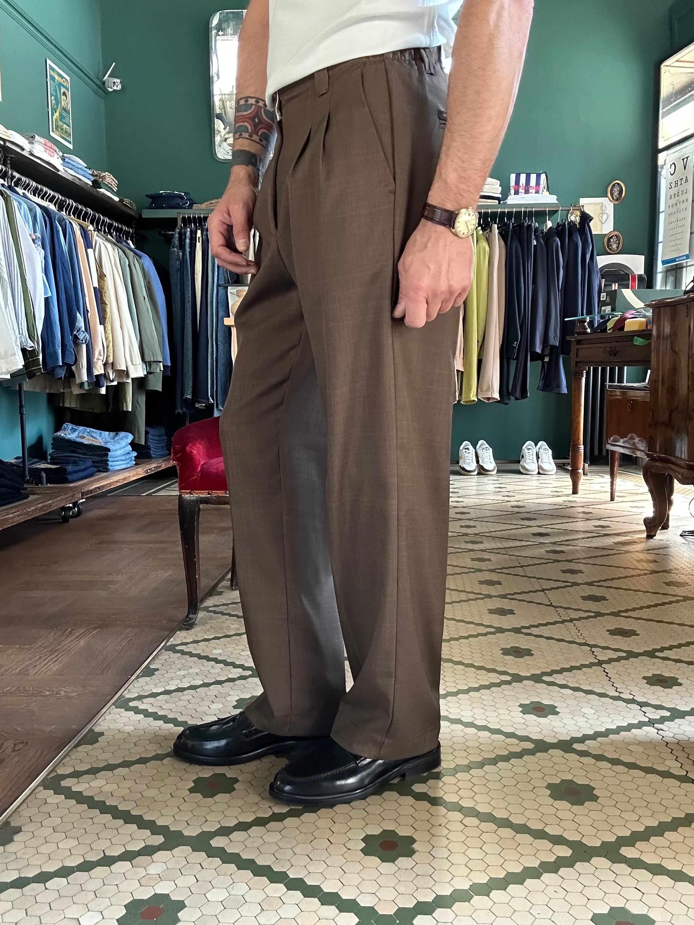 Double pleat loose fit trousers