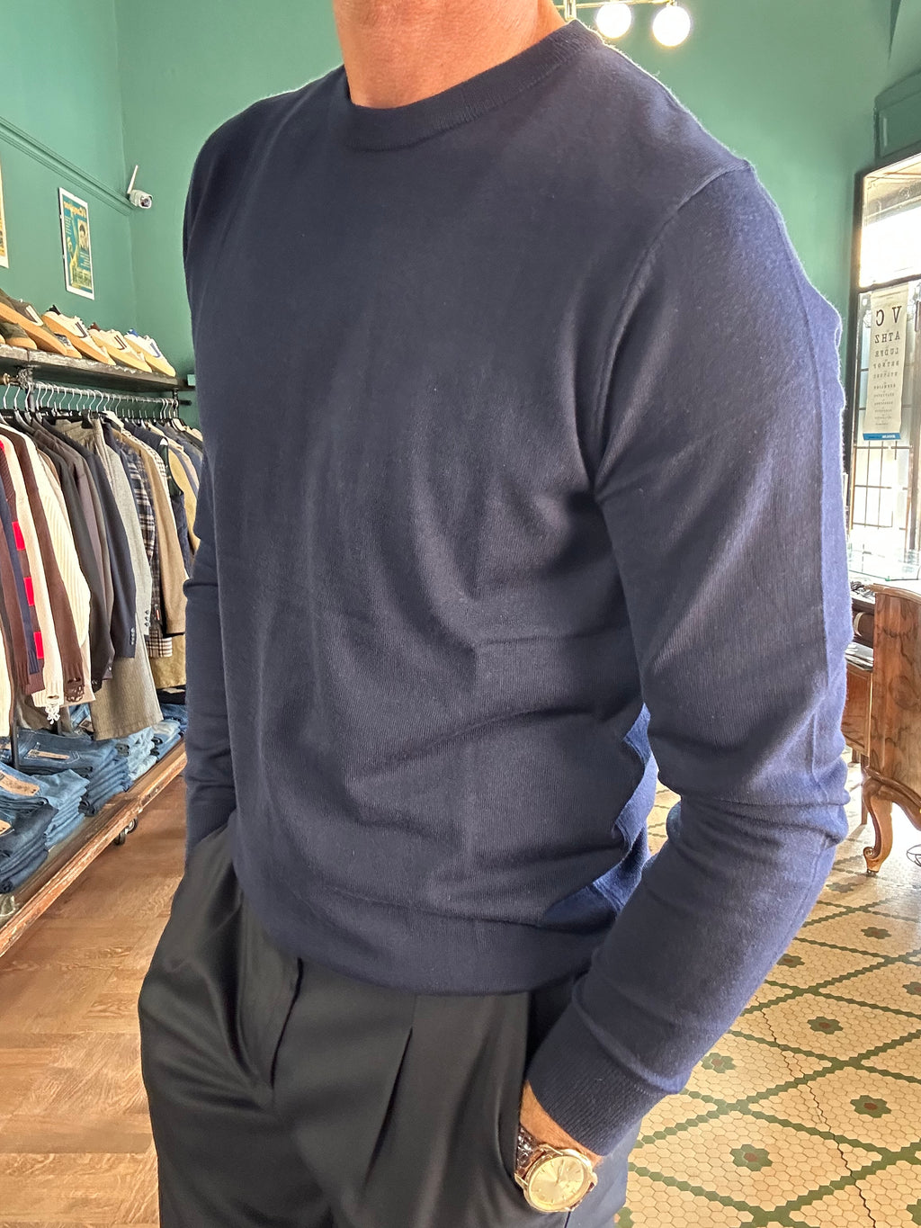 Maglia misto lana girocollo