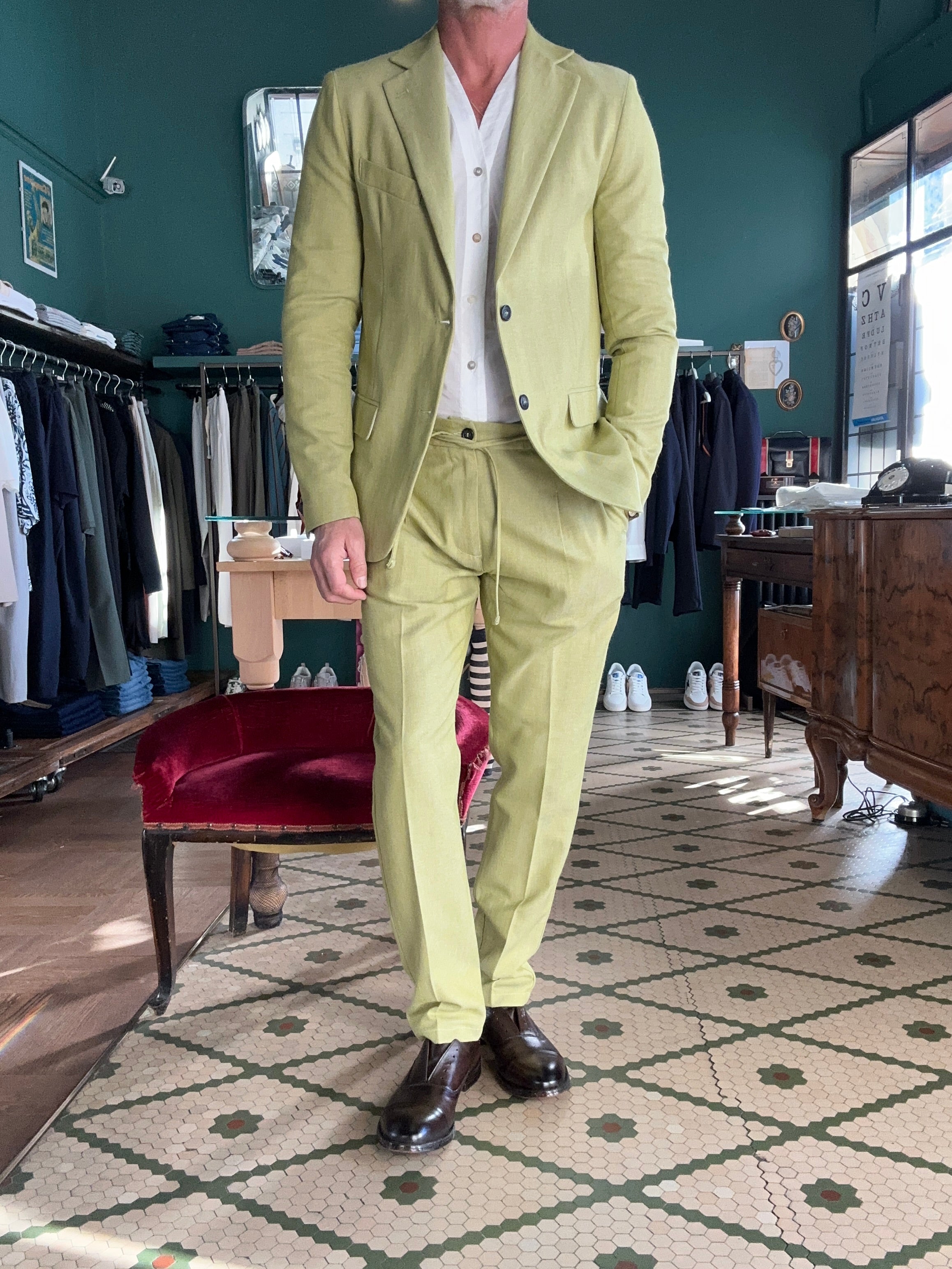 Giacca monopetto tessuto spigato