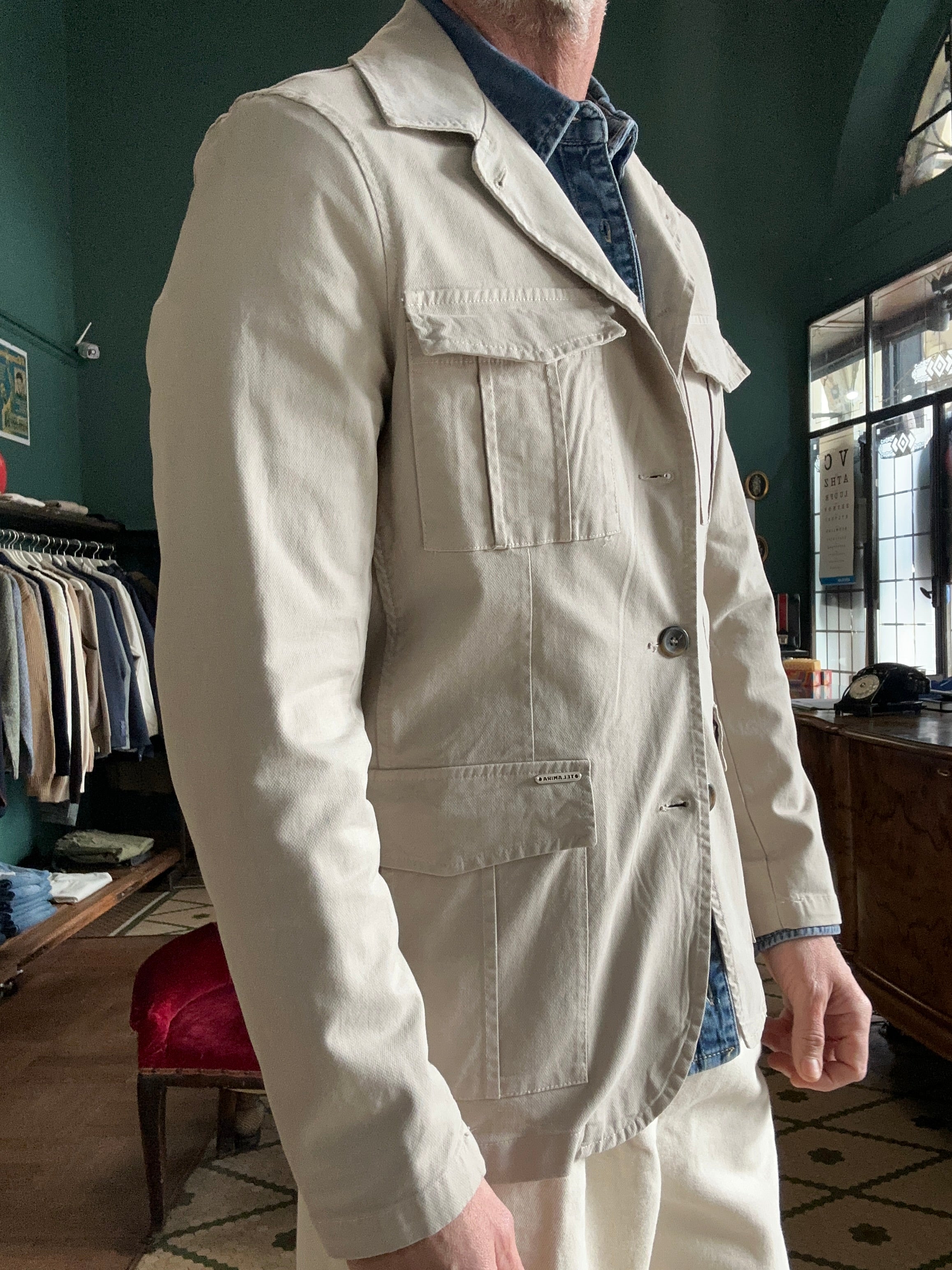 Field jacket in cotone piquet