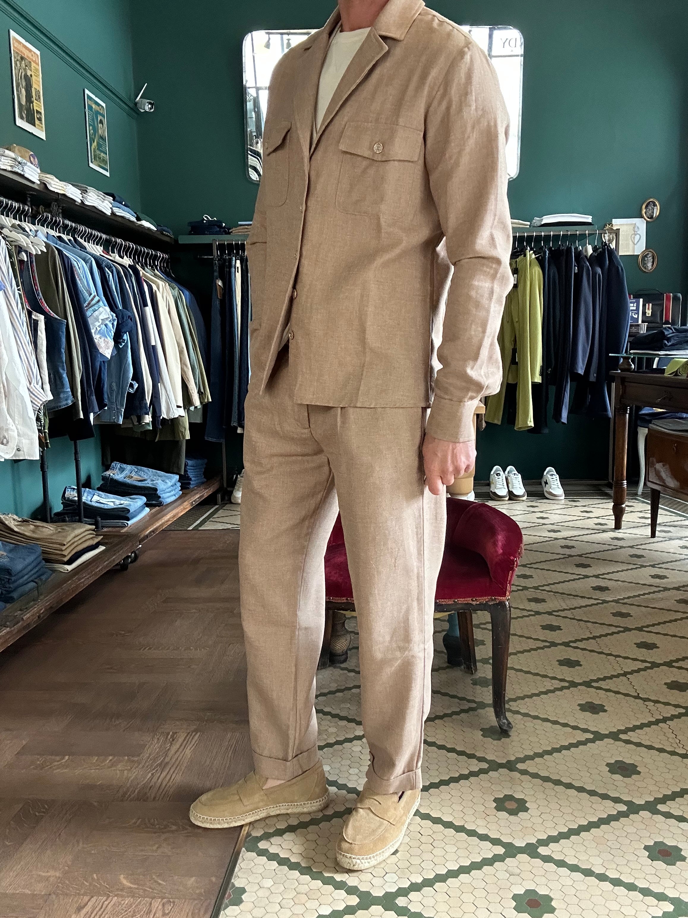 Koon mixed linen trousers with double pleats